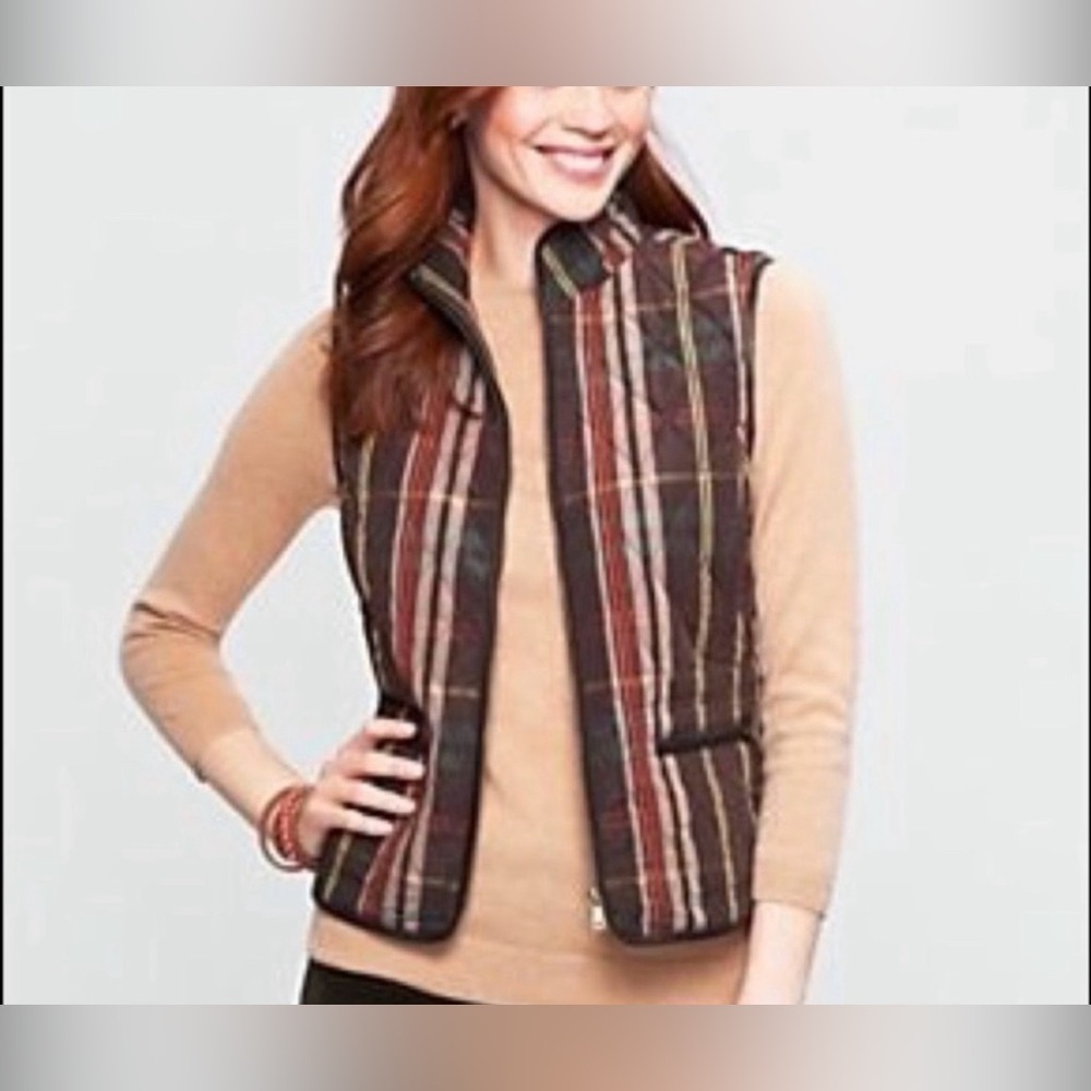 Talbots Women’s Brown Plaid Vest